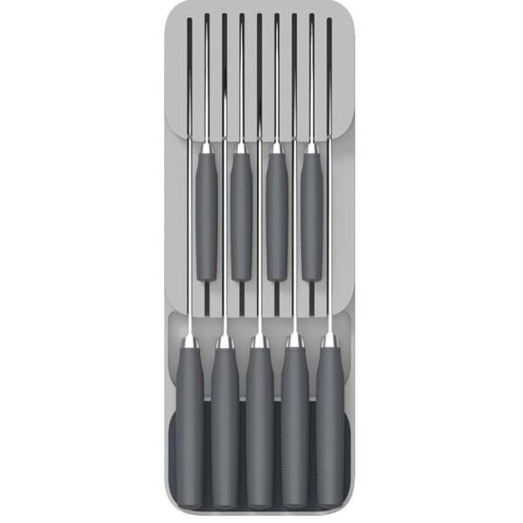 NEW Two-Tier Grey Joseph Kitchen Drawer Knife Cutlery Organizer Tray - Picture 2 of 4